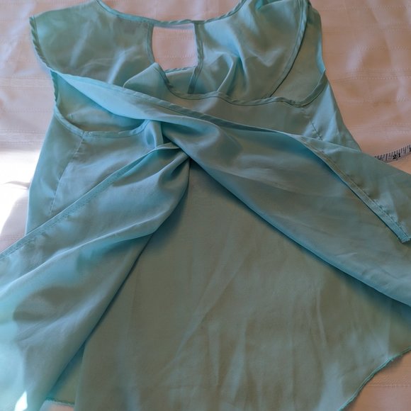 Mint Green Sheer Sleeveless Blouse - Picture 4 of 5